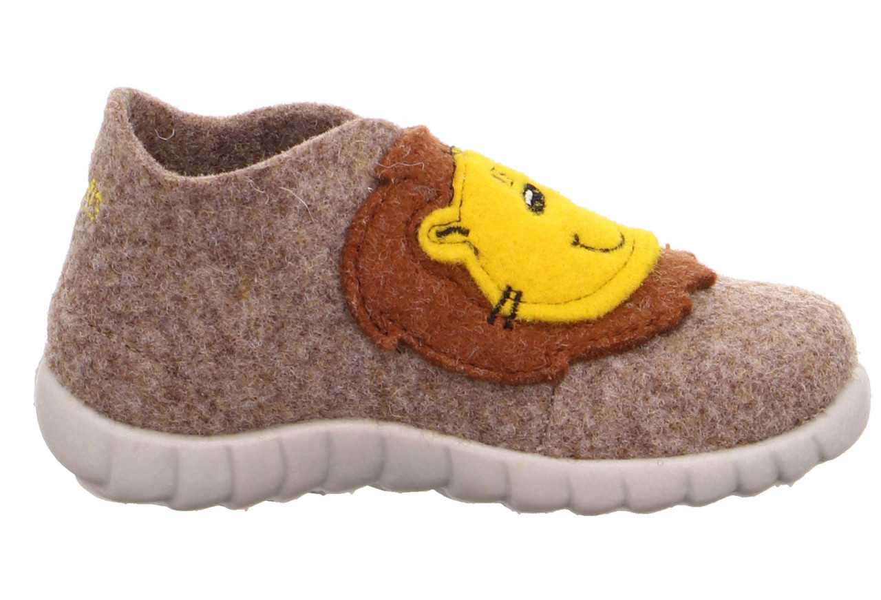 HAPPY - Beige Hausschuh mit Klettverschluss