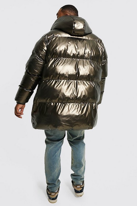 Plus mitellange hochglänzende Steppjacke