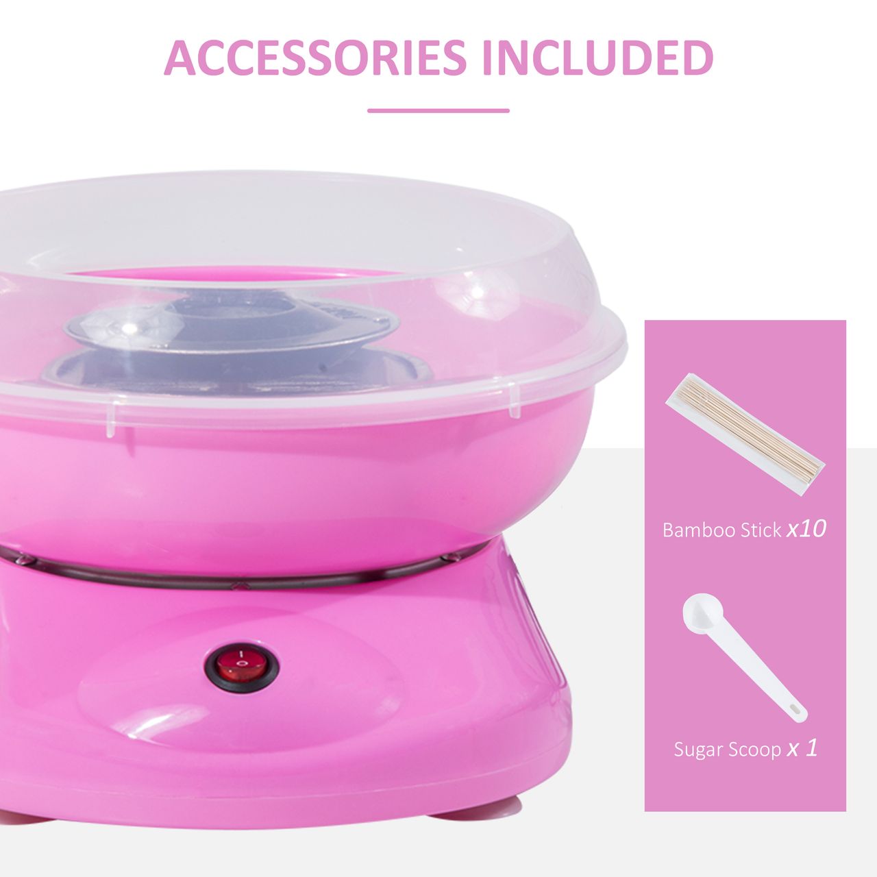 HOMCOM Zuckerwattemaschine Zuckerwattegerät Zuckerwatte Maschine (Modell 1/Rosa)