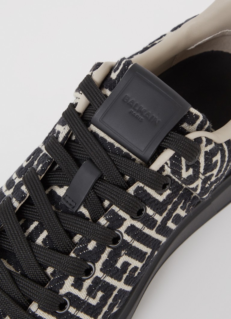 Balmain B-Court sneaker with logo print and leather details