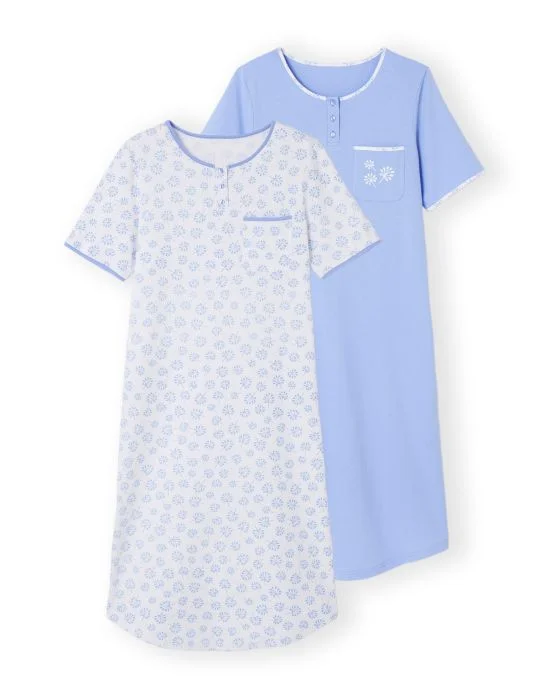 Lot de 2 chemises de nuit pur coton peigné