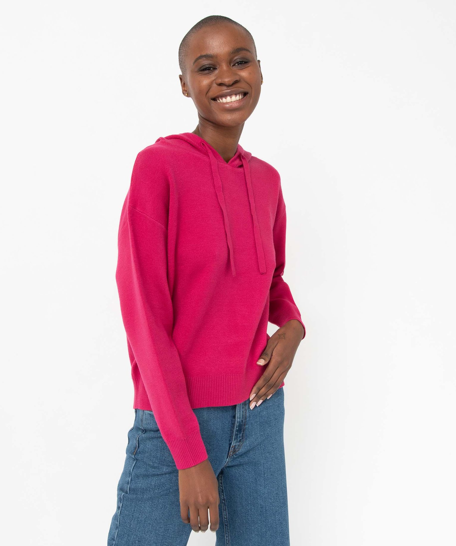 Pull femme à capuche ajustable par cordon rose | GEMO