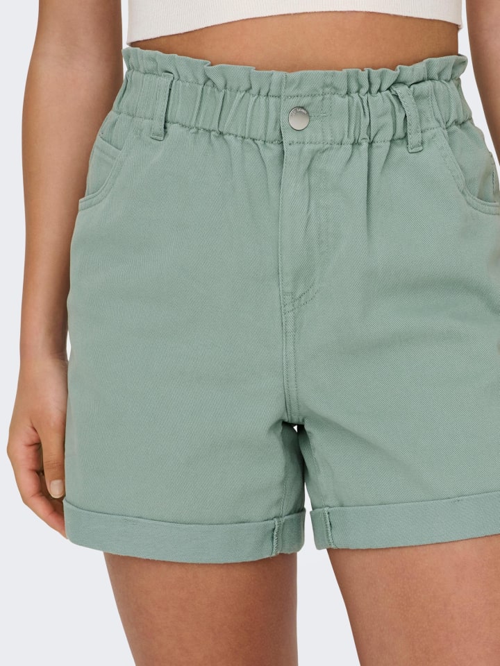 JACQUELINE de YONG Lässige Jeans Shorts Kurze Paperbag Bermuda Hose in Grün günstig kaufen