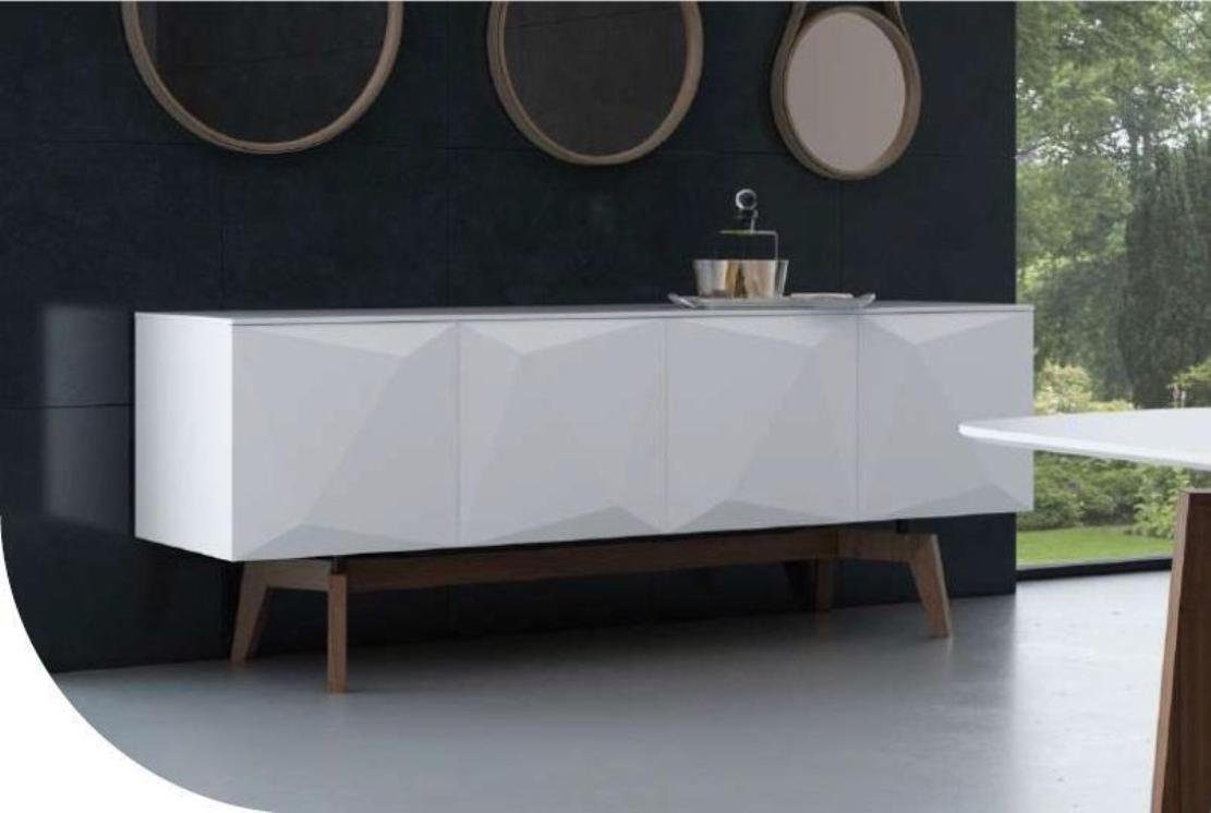 JVmoebel Esszimmer-Set Esszimmergarnitur Luxus Möbel Esstisch Stühle Anrichte Echtholzmöbel, (9-St., Esstisch, Anrichte, 4x Stühle, Spiegel), Made in Europe