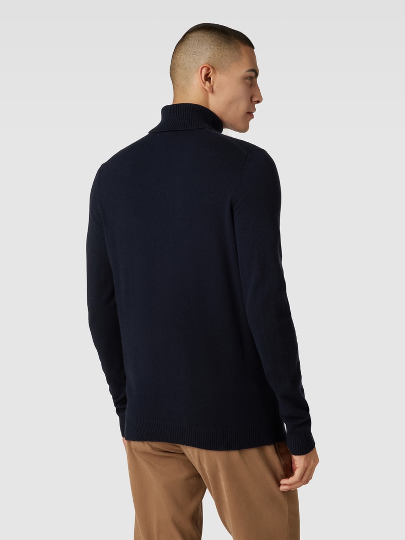 Strickpullover mit Rollkragen aus Kaschmir in marineblau