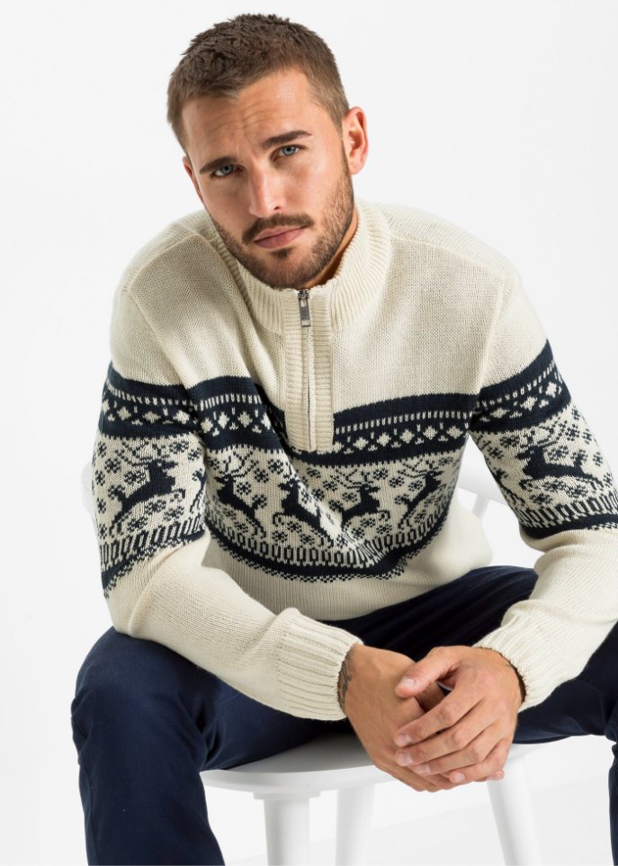 Norweger-Pullover mit Troyerkragen