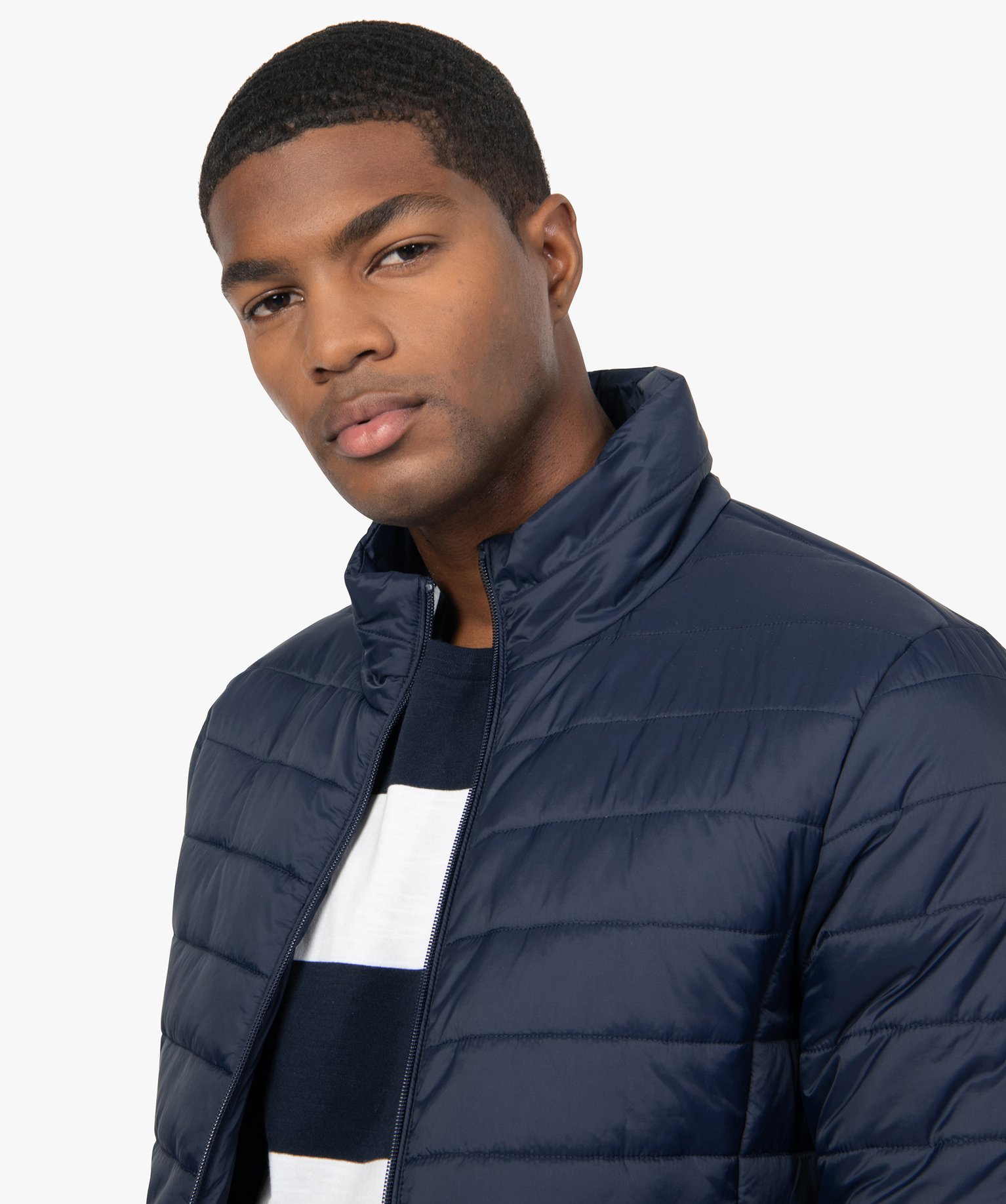 Doudoune homme légère à col montant marine | GEMO