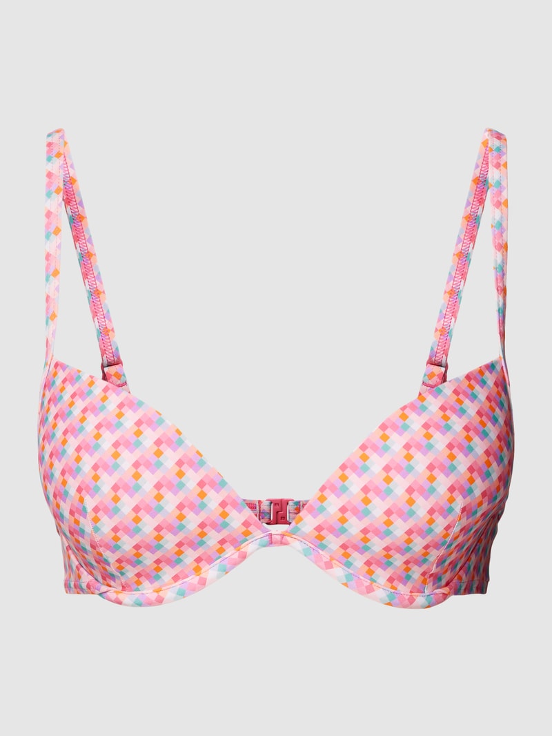 Bikini-Oberteil mit Allover-Muster in fuchsia