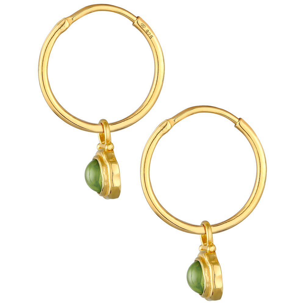 Elli PREMIUM Elli PREMIUM Boucles d'Oreilles Pendentif créole pour femme vert avec péridot en  Boucles d'oreilles