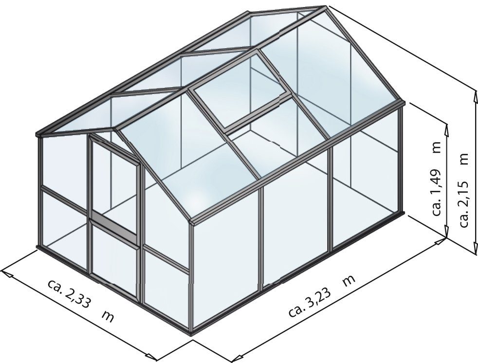 KGT Gewächshaus Rose III, BxTxH: 233 x 323 x 215 cm, 10 mm Wandstärke