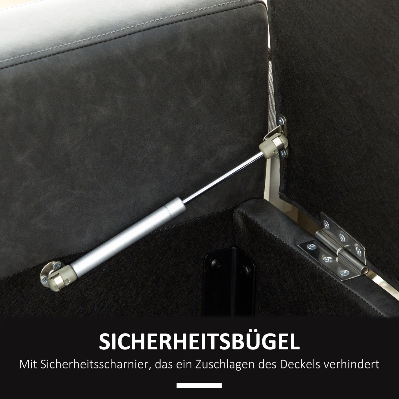 HOMCOM Sitzbank mit Stauraum, Sitztruhe mit Soft-Close-Scharniere PU Grau