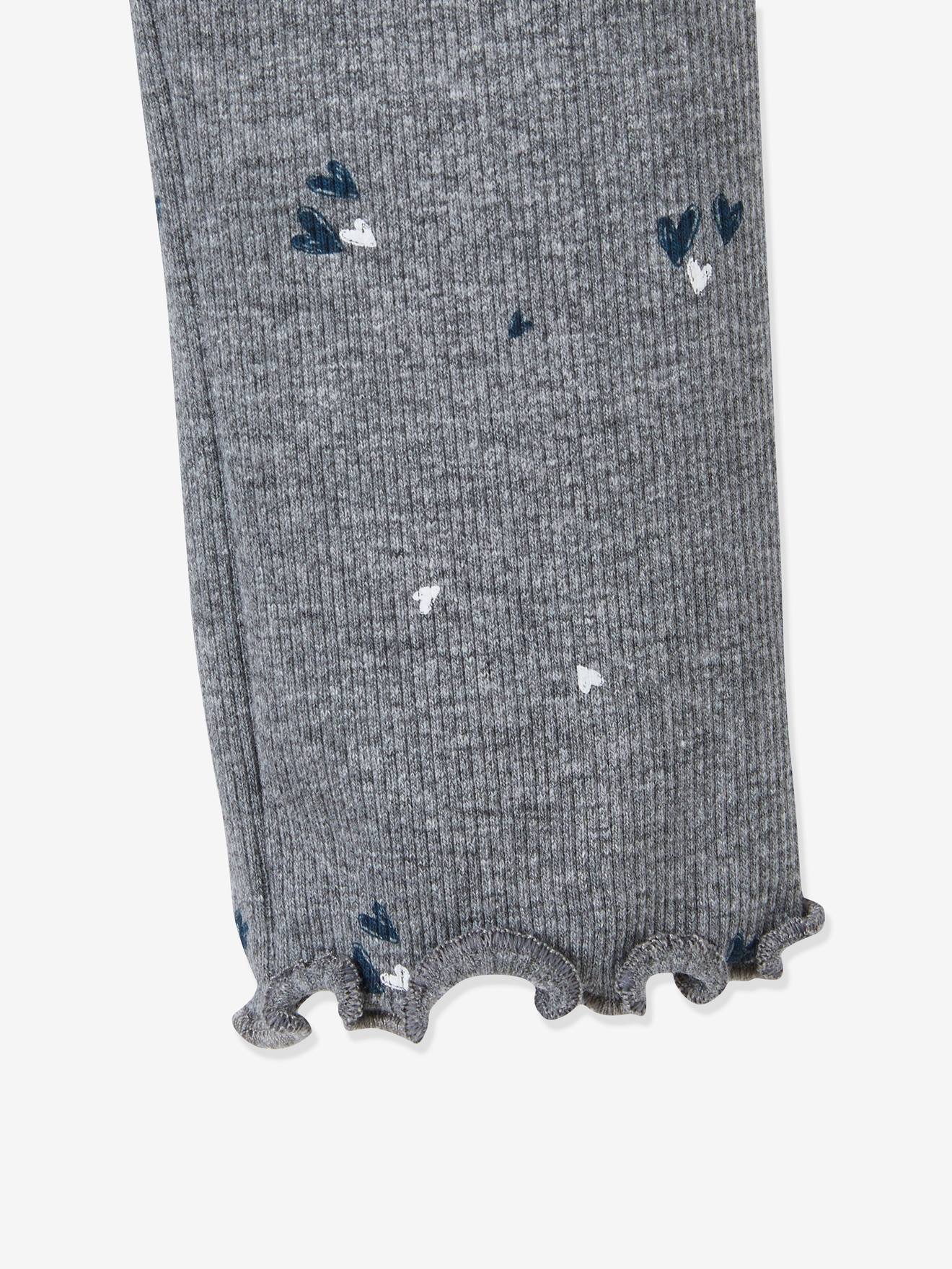 Legging imprimé en maille côtelée fille marine