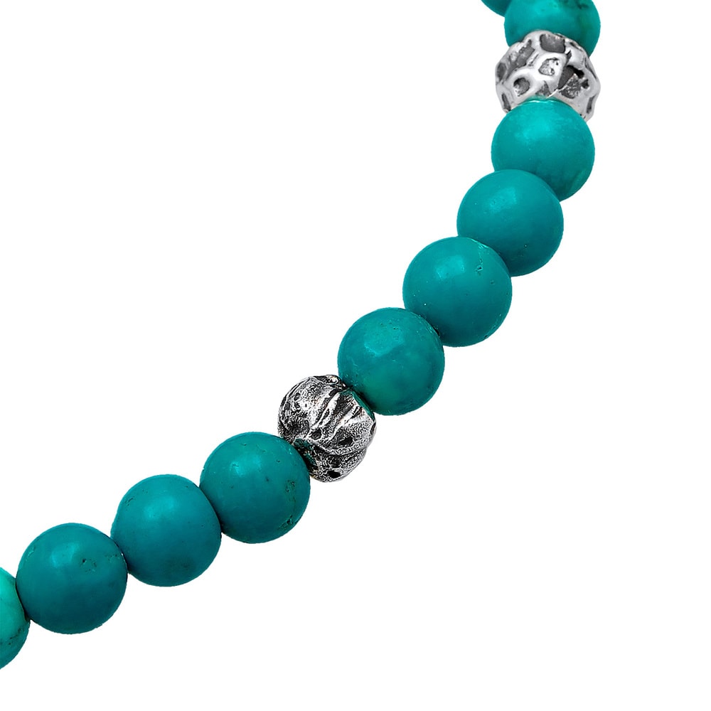 KUZZOI KUZZOI Bracelet Hommes perles avec howlite turquoise en argent sterling 925 Bracelet