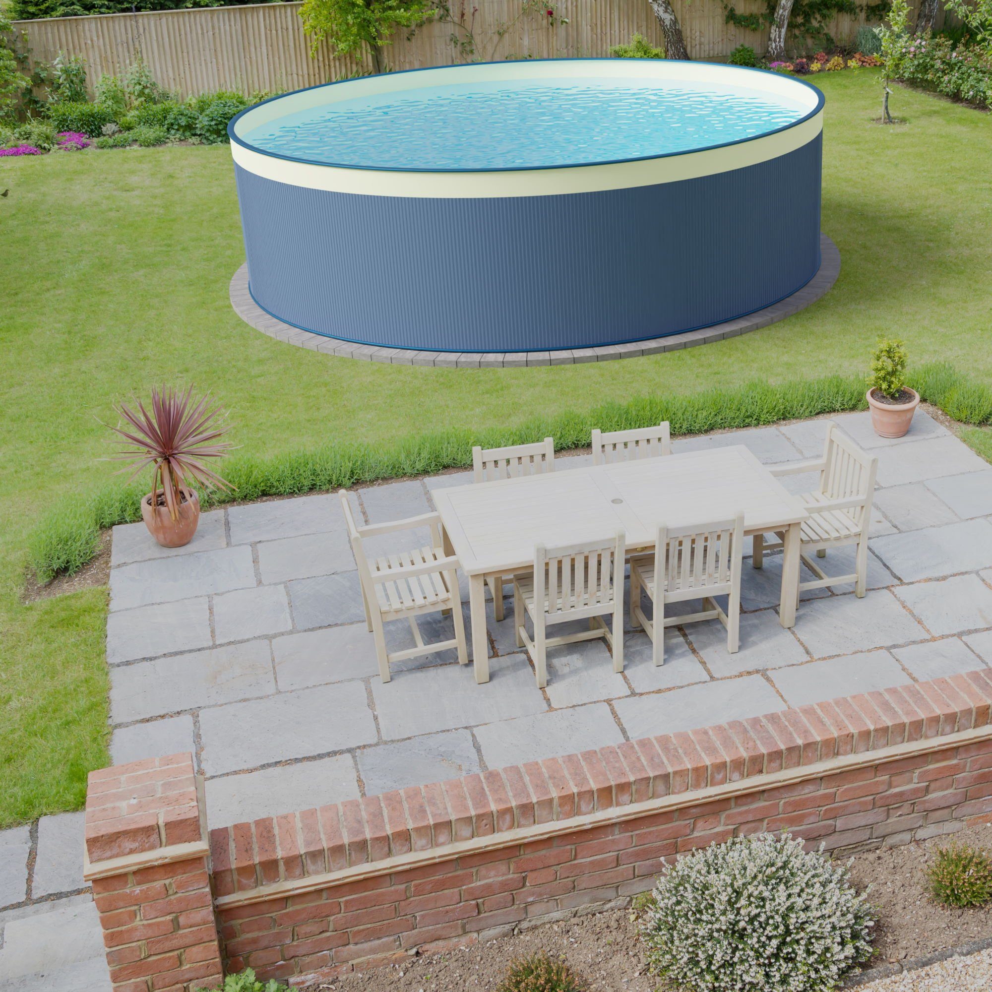 Waterman Rundpool Stahlwandpool rund Größe wählbar, 90 cm tief, Stah (Einzelbecken), verzinkte Stahlwand