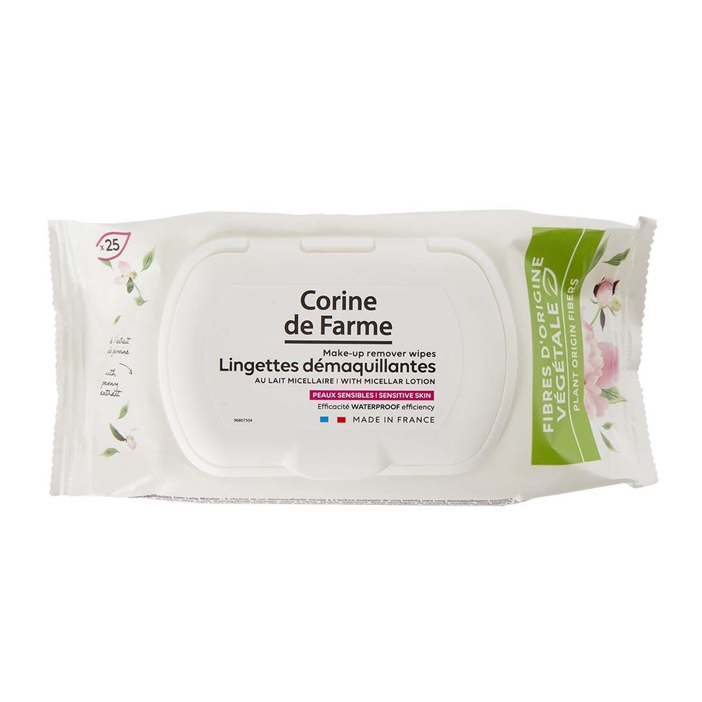 corine de farme Lingettes démaquillantes micellaires x25 COMPOSTABLES Lingettes démaquillantes