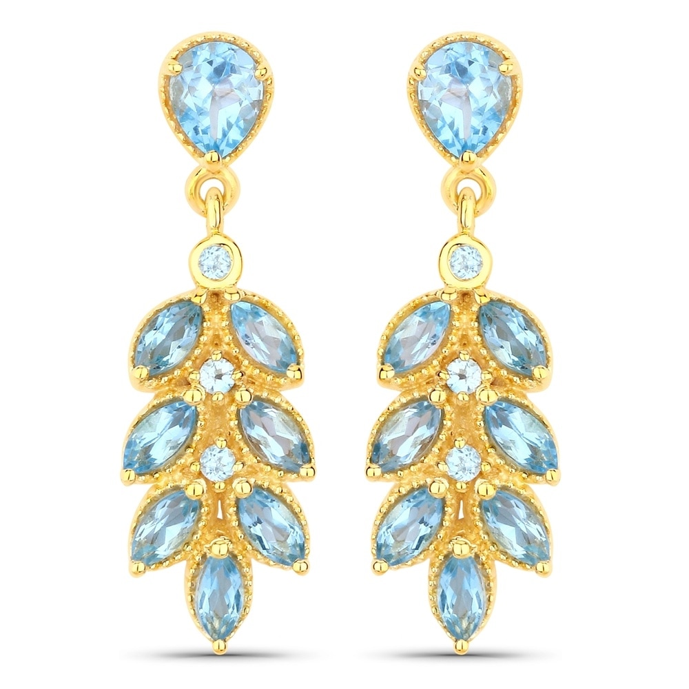 Rafaela Donata Boucles doreilles Argent sterling Topaz bleu en Or jaune Bijoux