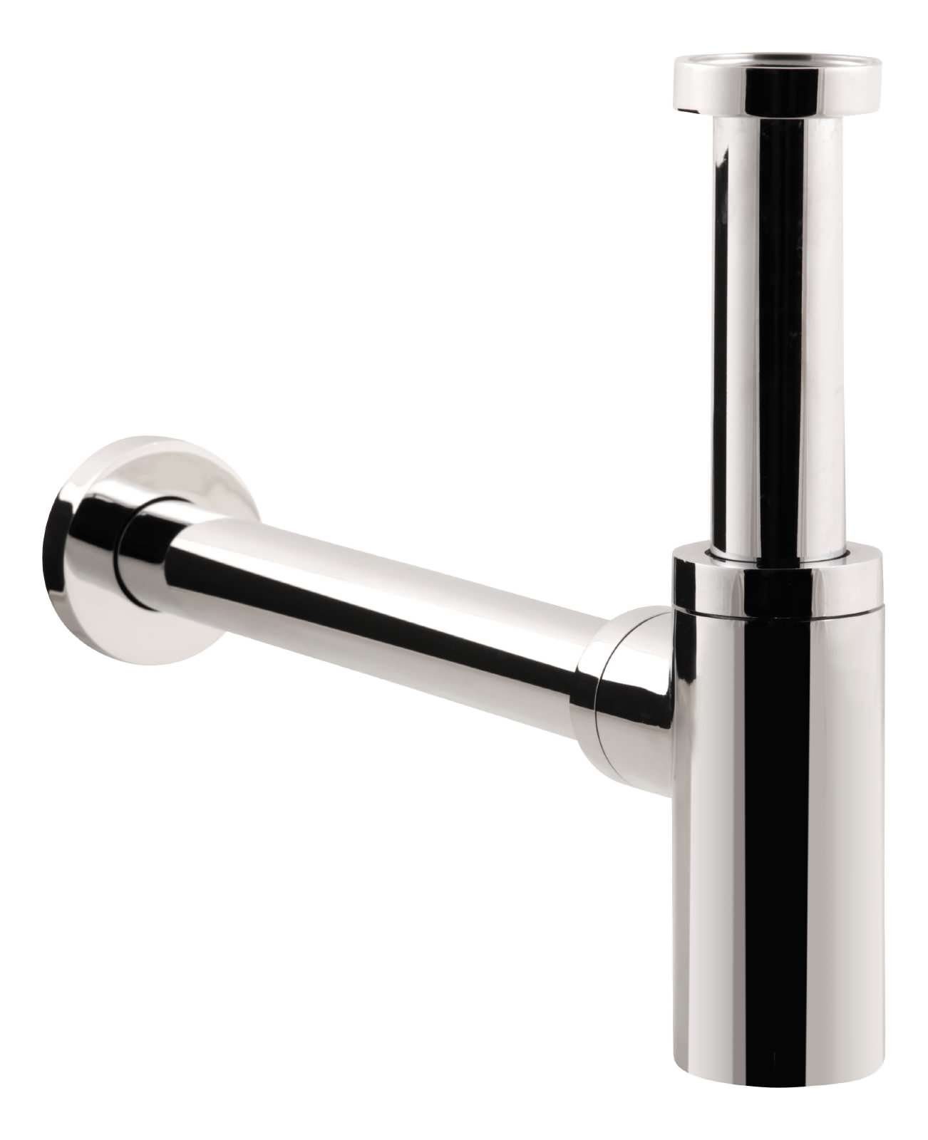 aquaSu Siphon, (1-tlg., Flaschengeruchsverschluss, Schubrosette, Siphontasse), Chrom, Typ 1 1/4 '' x 32 mm, für Waschtisch, Reinigungsöffnung, 226837
