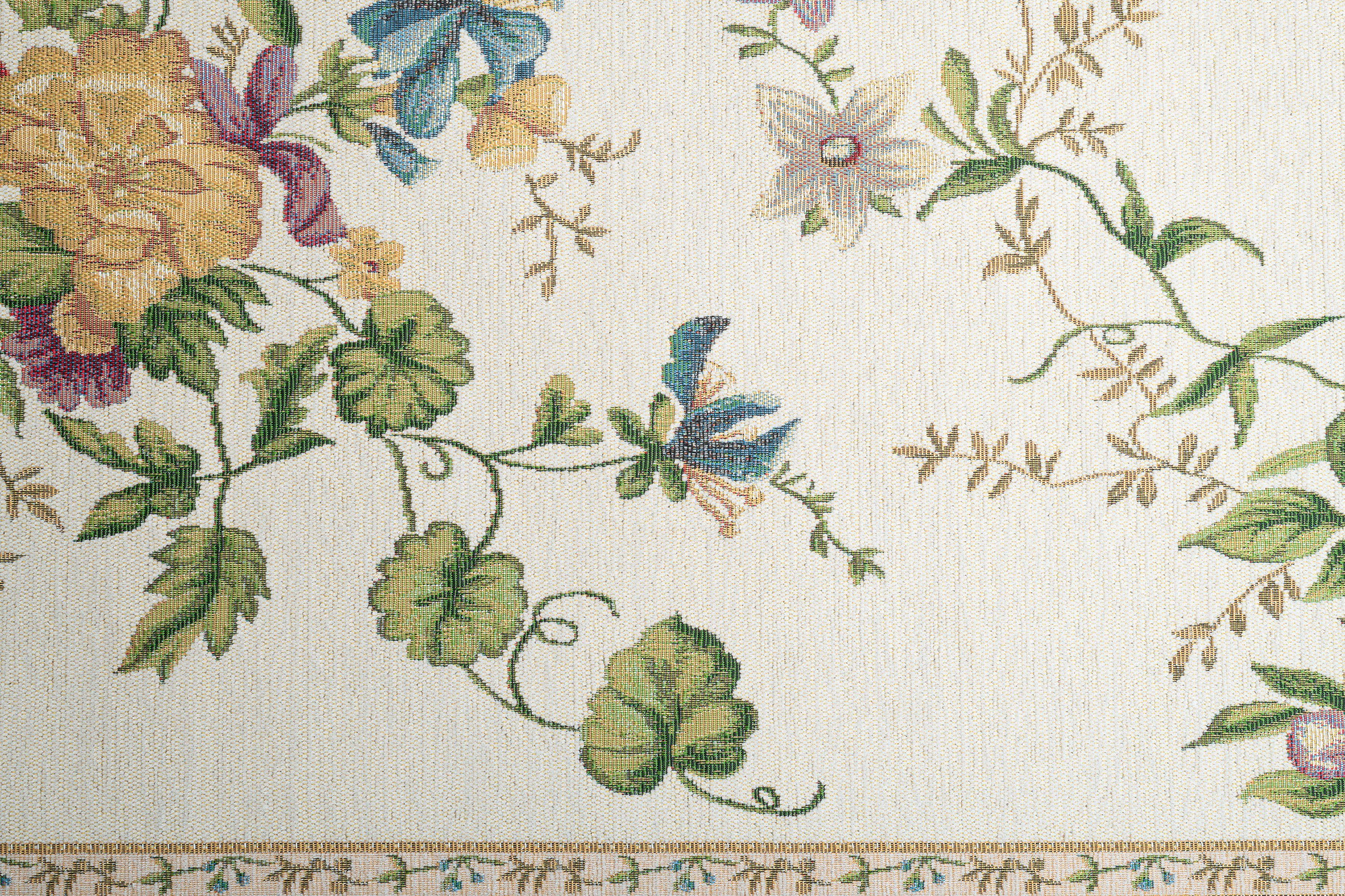 Bettumrandung Flomi Sagrini THEKO, Höhe 3 mm, (3-tlg), Läufer-Set, Flachgewebe, gewebt, Pastell-Farben, Blumen Design