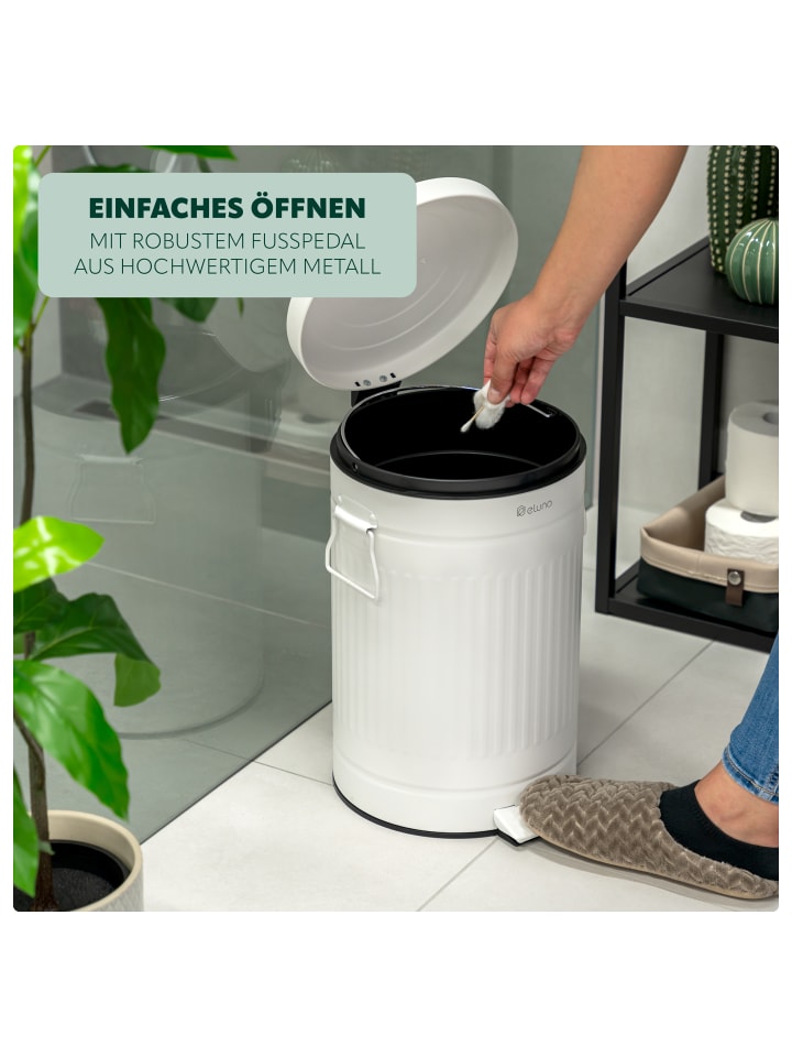 eluno Abfalleimer VINTAGE, Treteimer, 12 Liter Fassungsvermögen aus weißem Metall günstig kaufen onesize