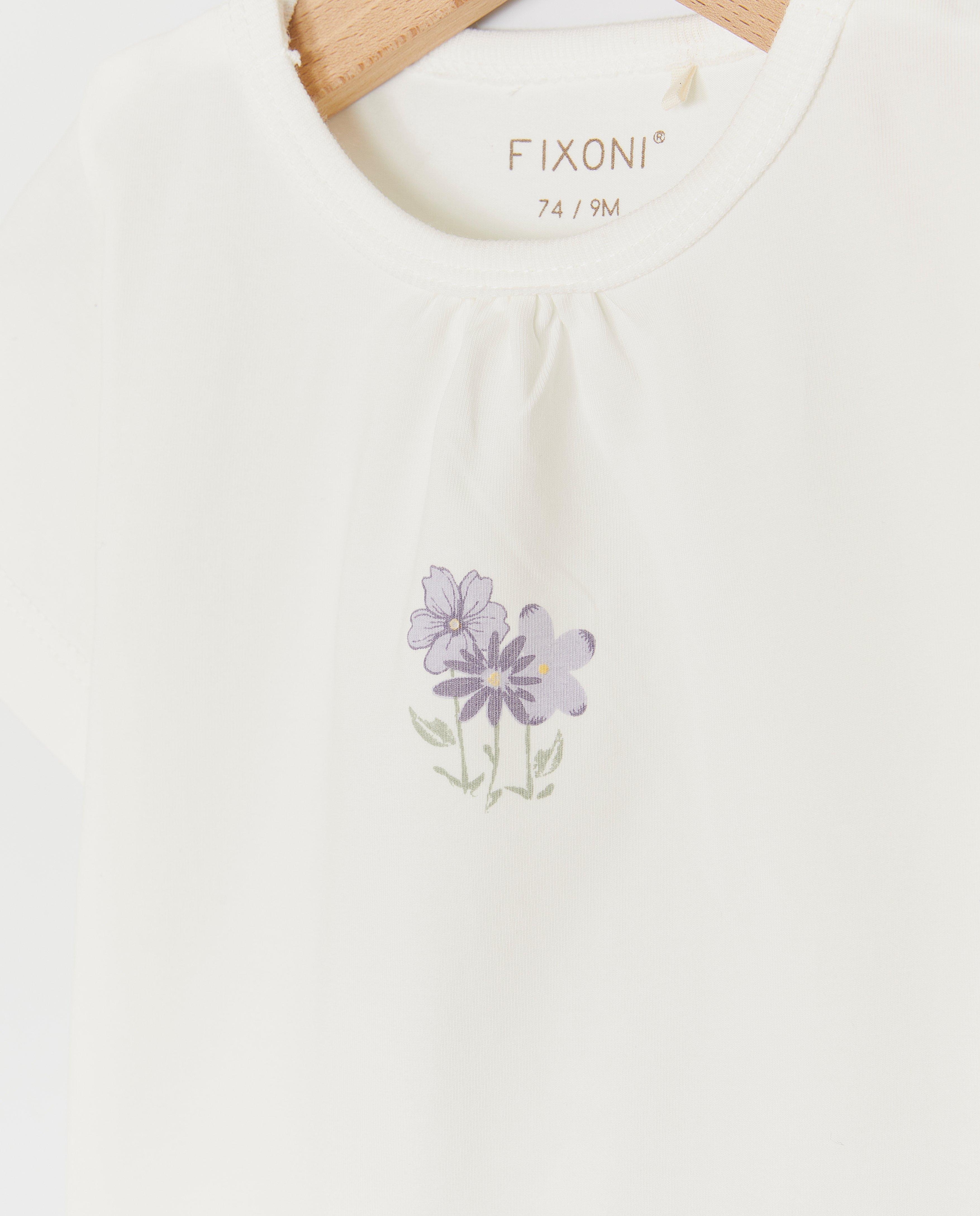 Tricou Fixoni cu imprimeu floral alb