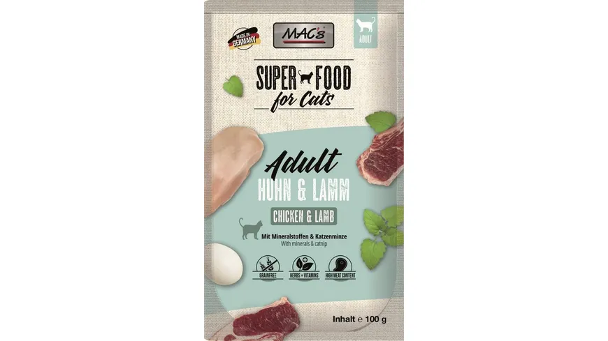 MAC's CAT Katzennassfutter Pouchpack Huhn & Lamm 100 g