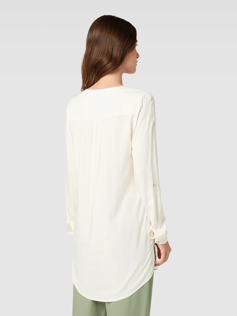 Longbluse aus reiner Viskose mit kurzer Knopfleiste Modell 'Uni' in offwhite
