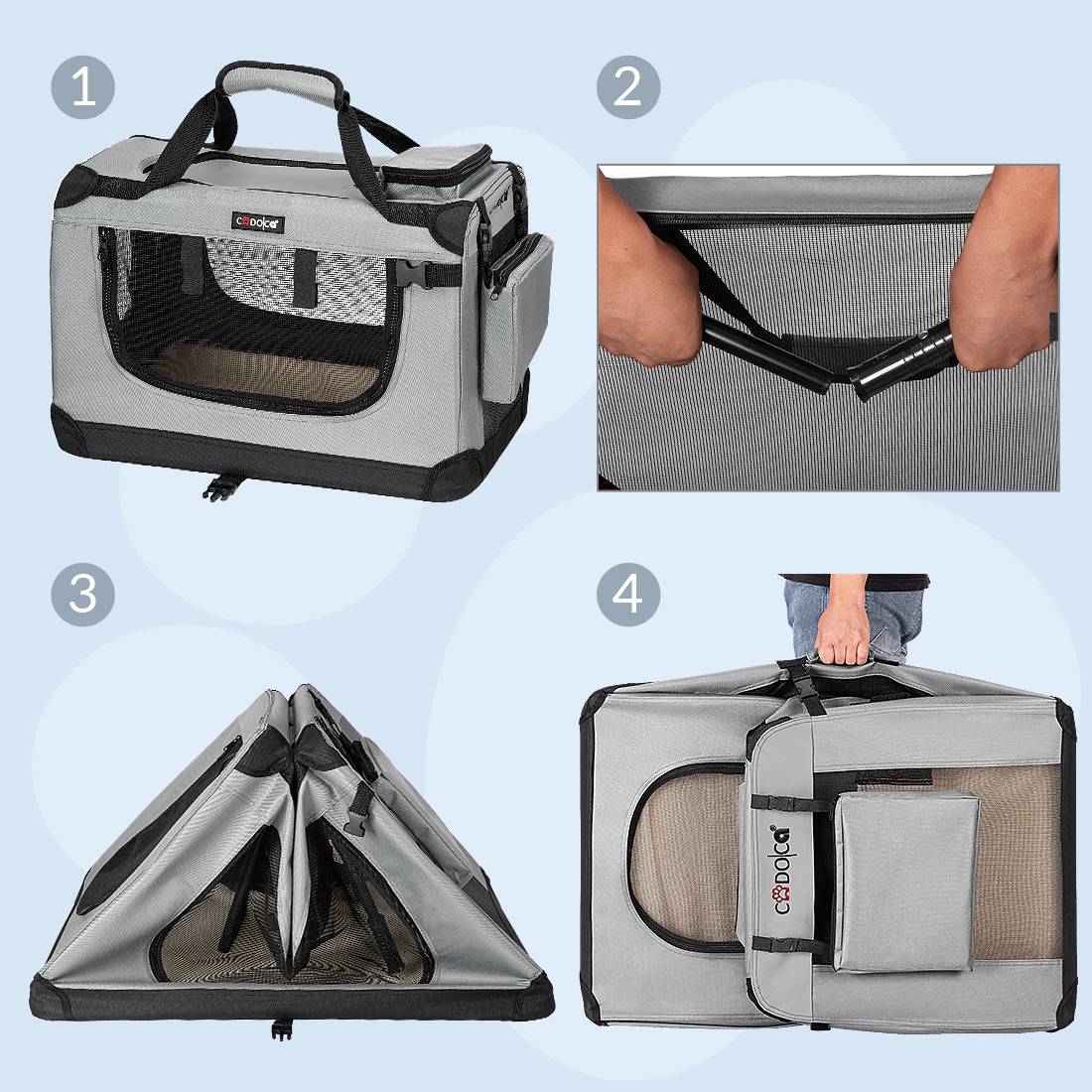Cadoca Hundetransportbox Grau S 50x35x35cm