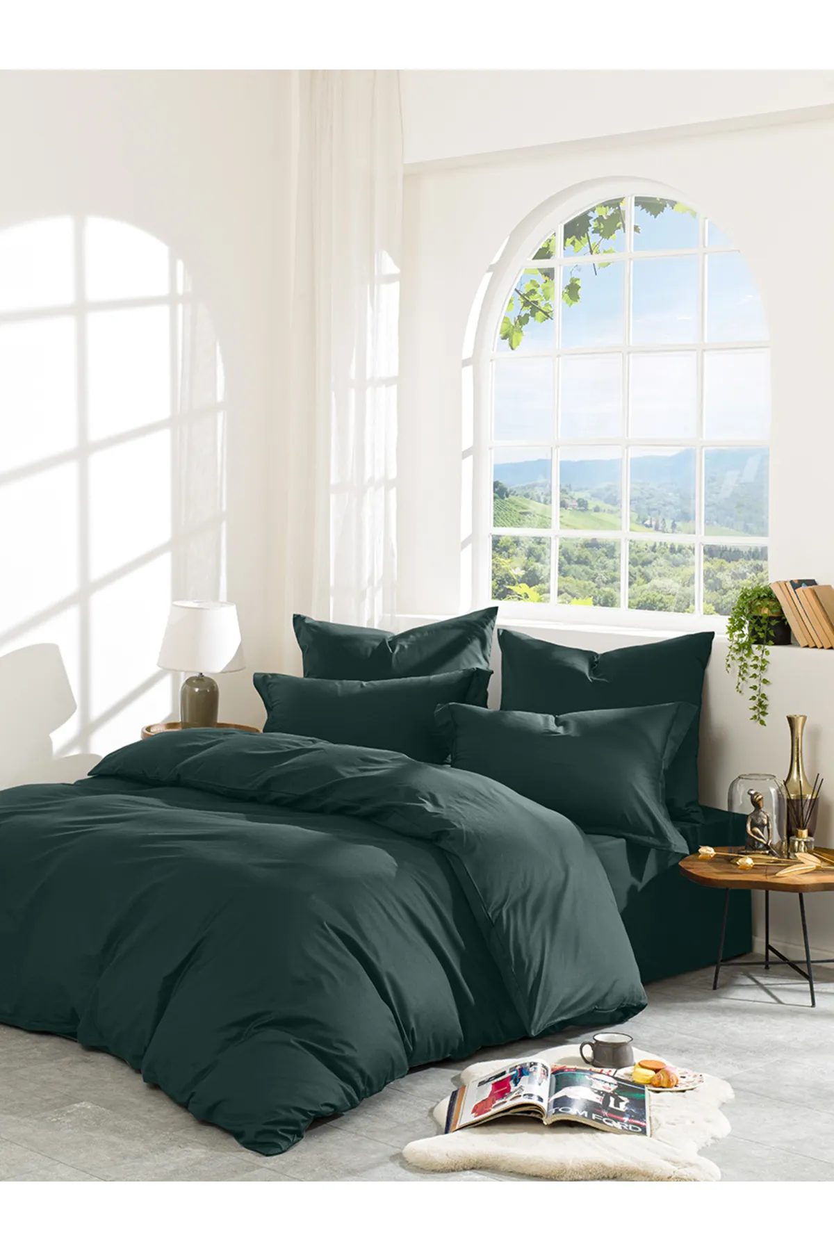Karna Home  Klassisches Doppel-Bettbezug-Set aus Baumwollsatin