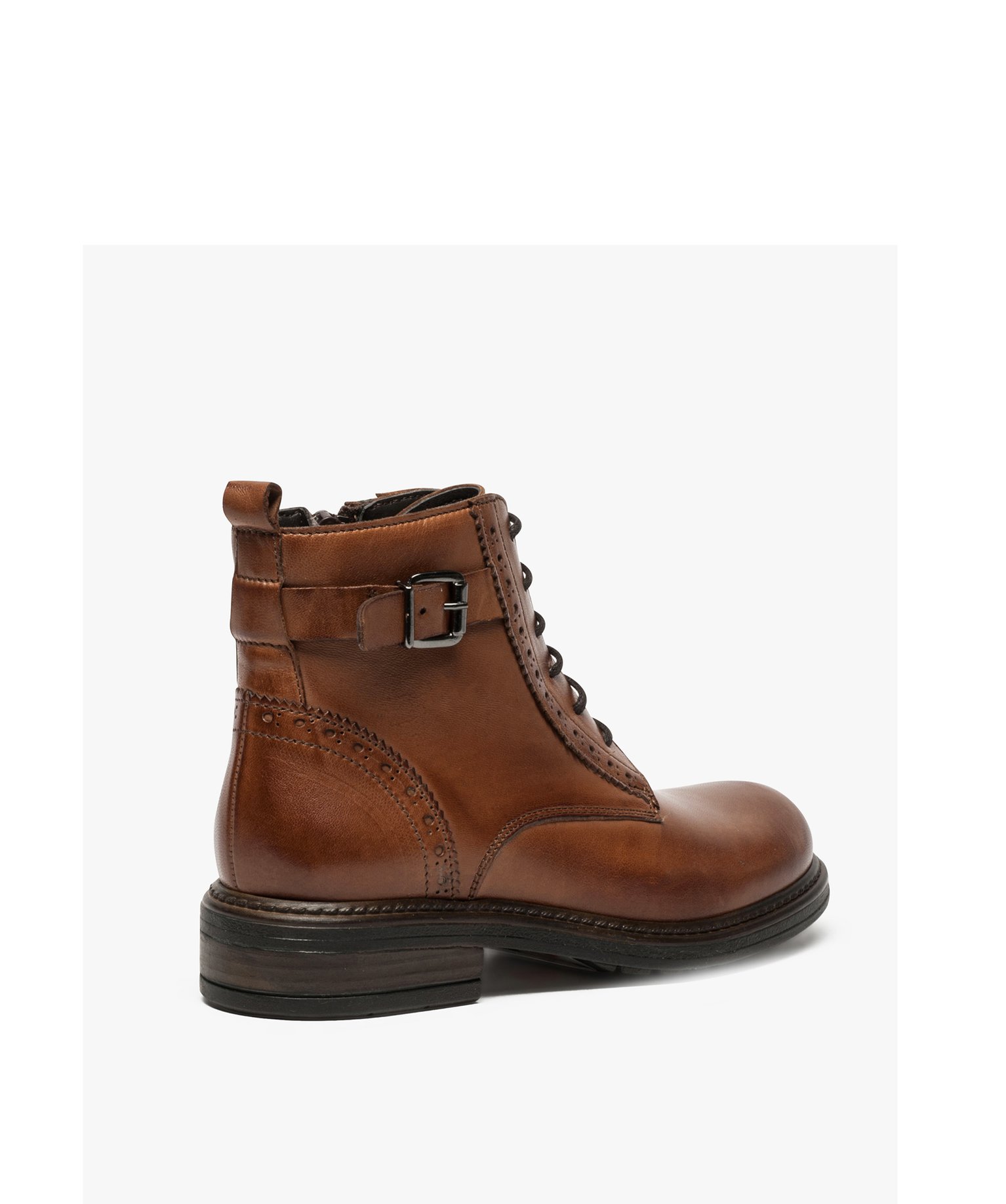 Boots fille zippées dessus cuir uni avec bordures perforées | GEMO