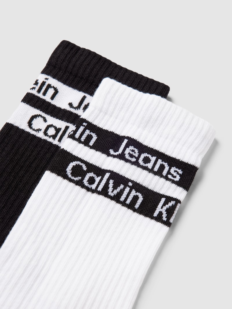 Kniestrümpfe mit Label-Print im 2er-Pack in weiss