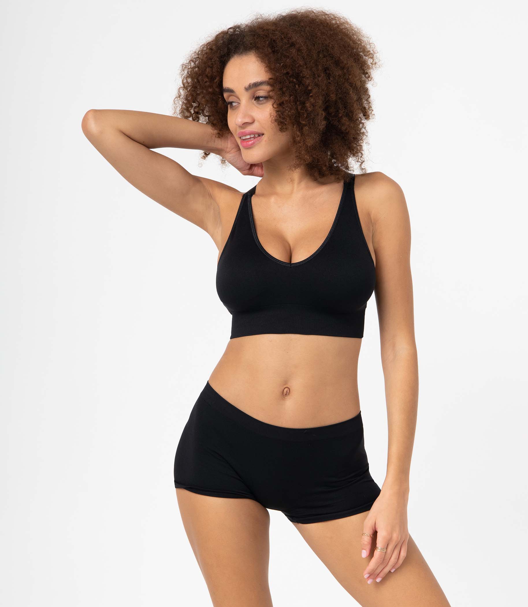 Boxer en maille extensible femme noir | GEMO