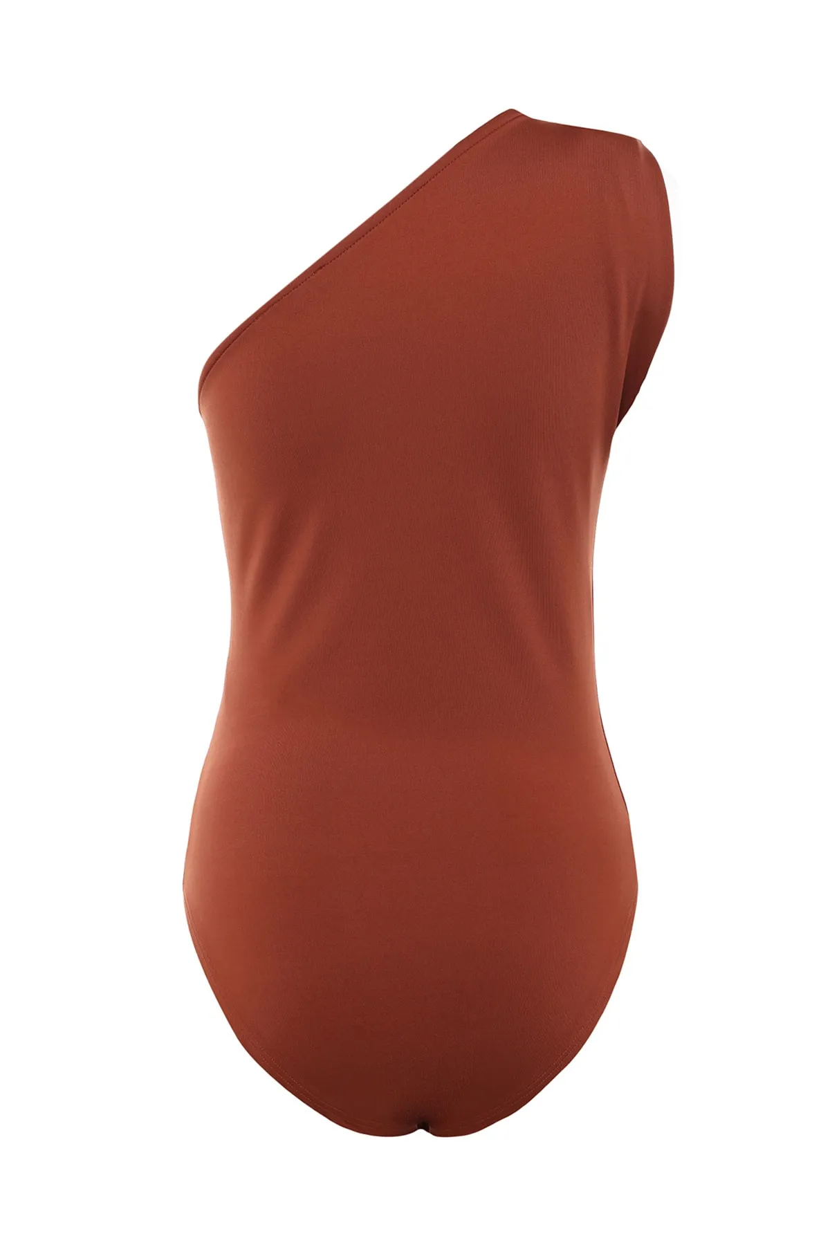 Trendyol Collection  Zimtfarbener, asymmetrischer Kragen, flexibler Strickbody mit Druckknöpfen von unten TWOSS22BD00014