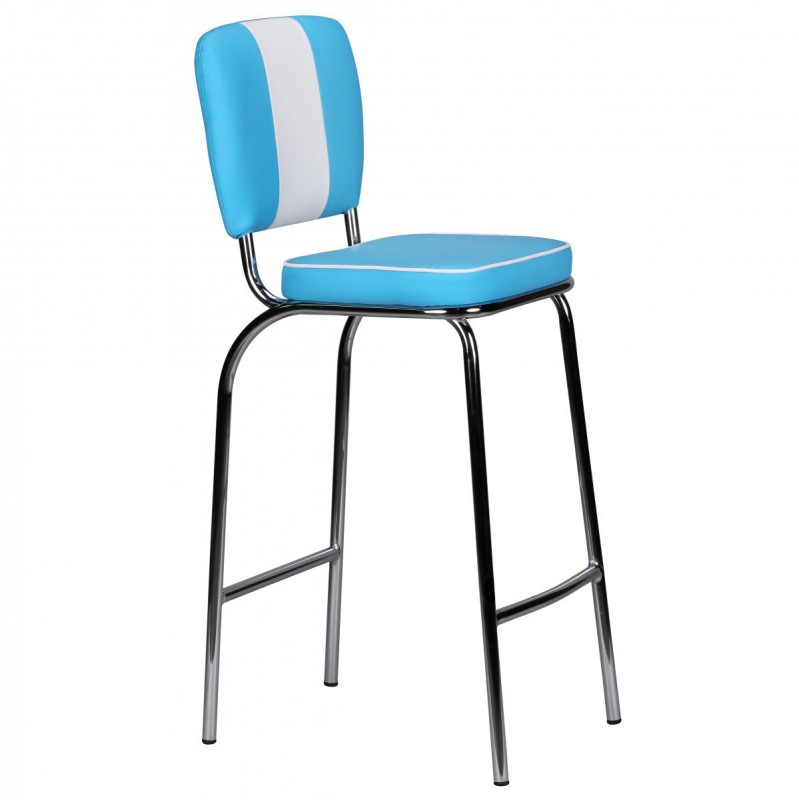Wohnling Barstuhl American Diner 50er Jahre Retro Blau Weiß