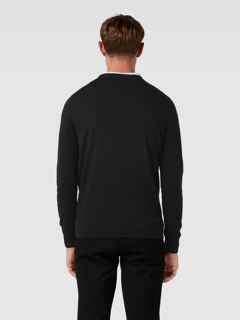 Strickpullover mit Logo-Stitching in schwarz