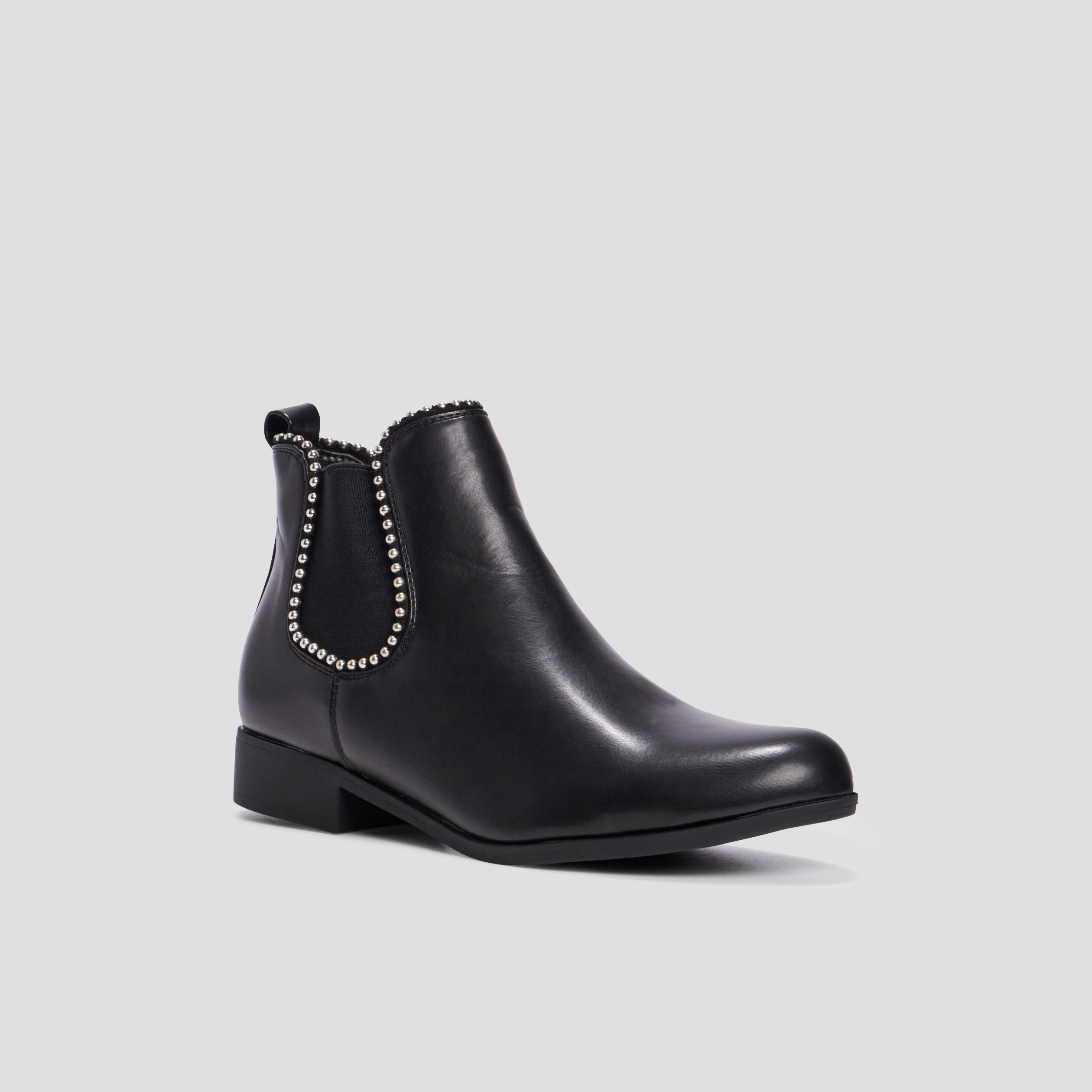 Bottines fourrées chelsea avec clous noir femme | La Halle
