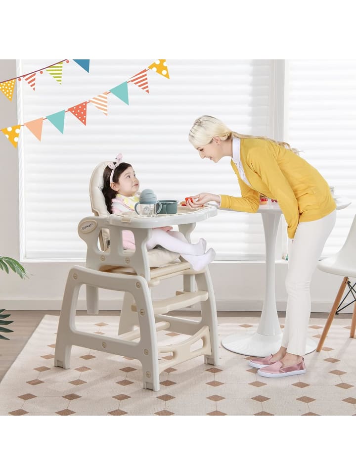 COSTWAY 3 in 1 Hochstuhl in Beige günstig kaufen 51 cm