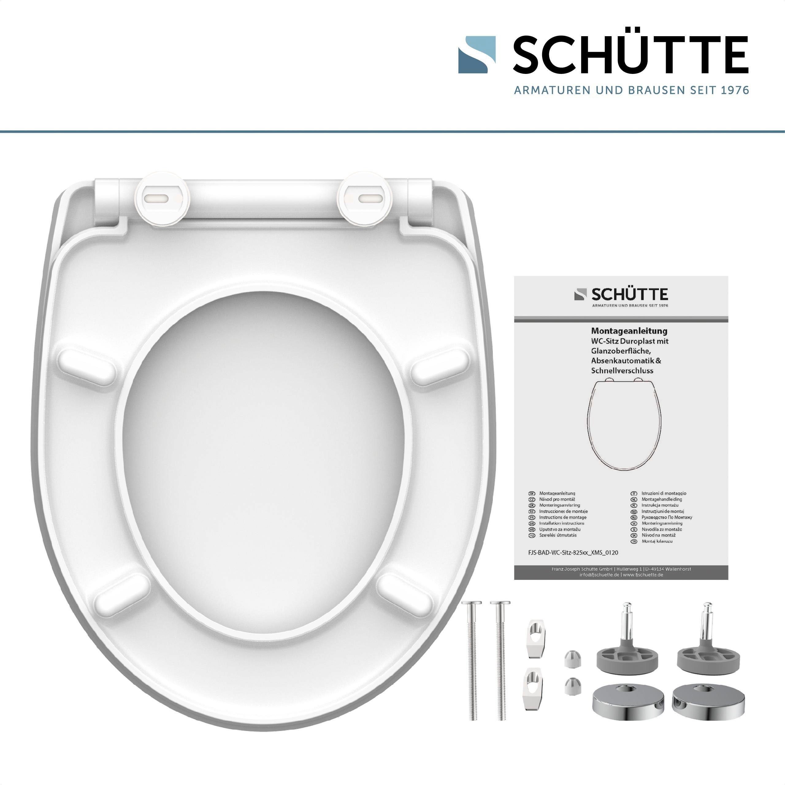 Schütte WC-Sitz White Wave, Duroplast, mit Absenkautomatik und Schnellverschluss, High Gloss
