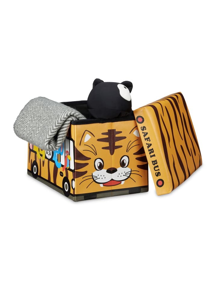 relaxdays Spielzeugkiste Tiger in Braun - (B)48 x (H)32 x (T)32 cm günstig kaufen onesize