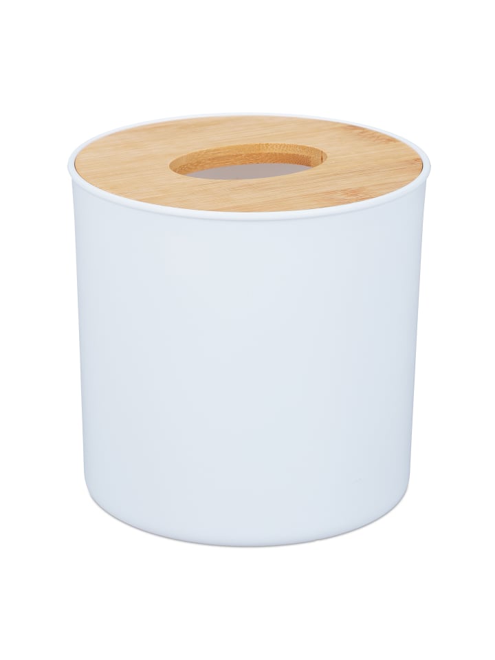 relaxdays 2 x Kosmetiktuchbox in Weiß/ Natur - (H)13 x Ø13,5 cm günstig kaufen onesize
