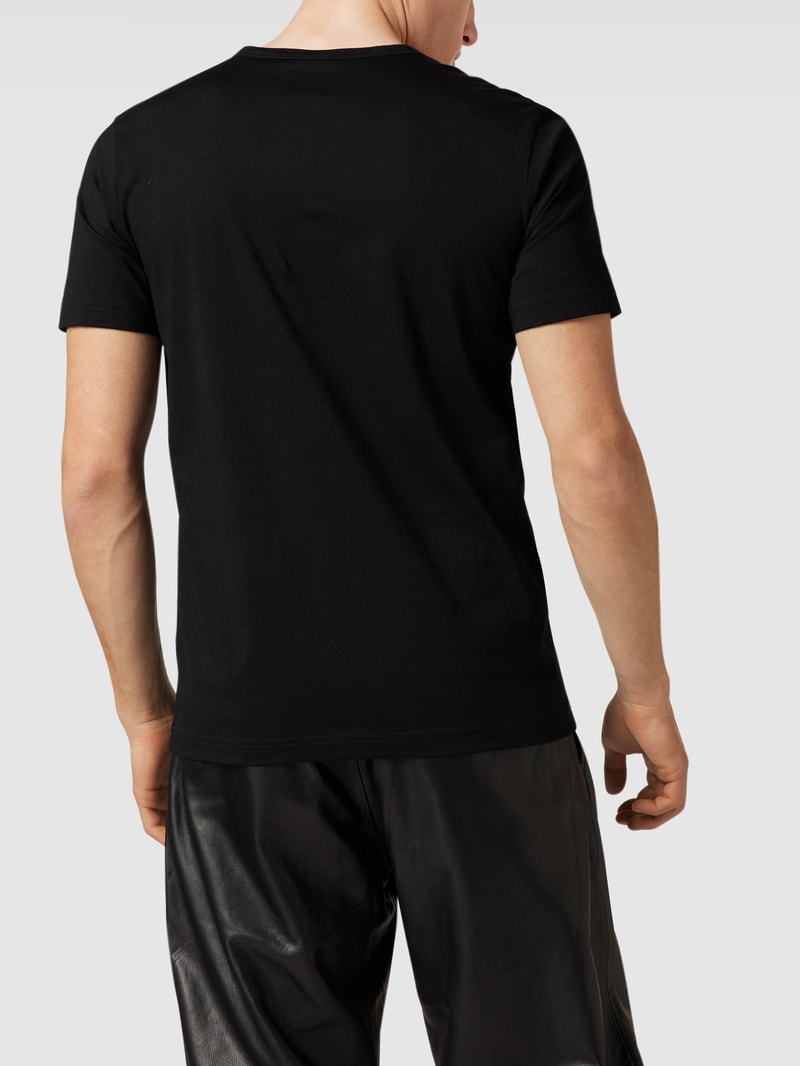T-Shirt mit Label-Schriftzug Modell 'Tee Curved' in schwarz
