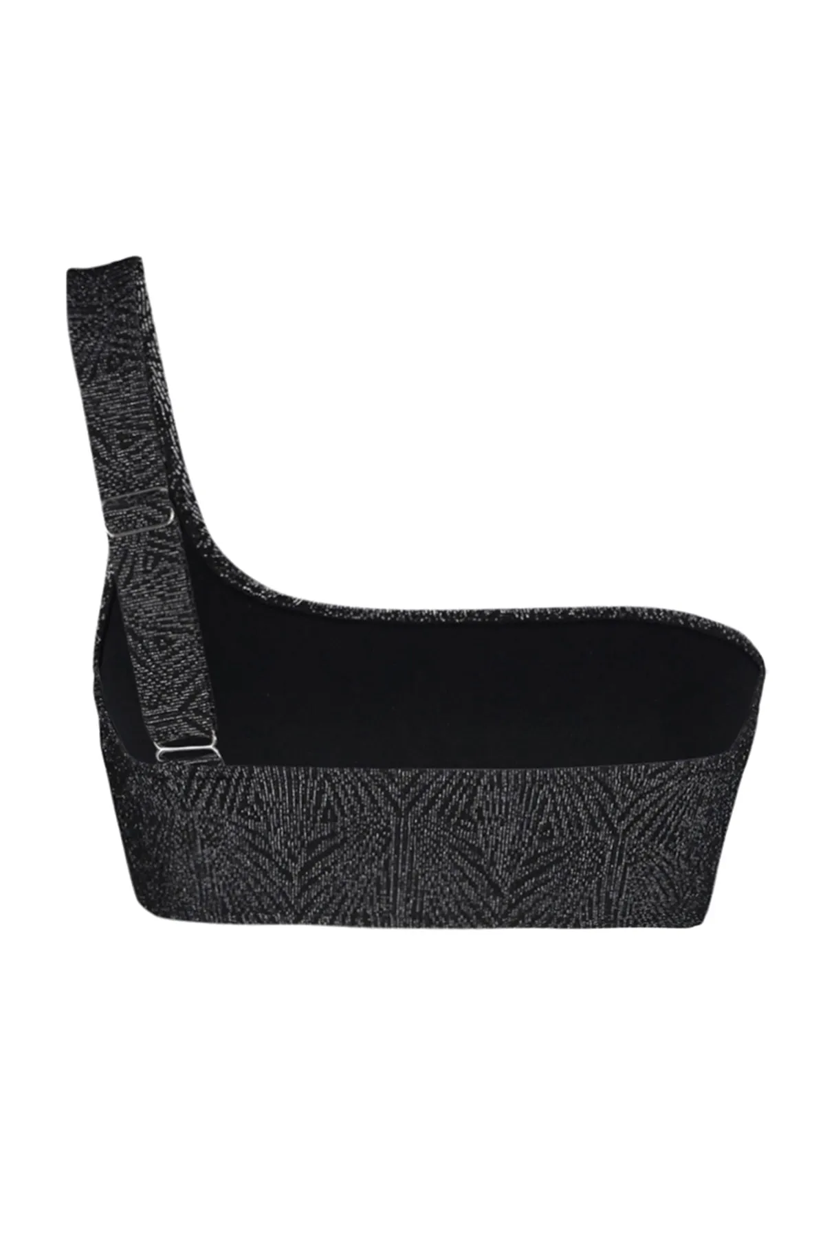 Trendyol Collection  Schwarzes One-Shoulder-Bikinioberteil mit Glitzer TBESS23BU00270