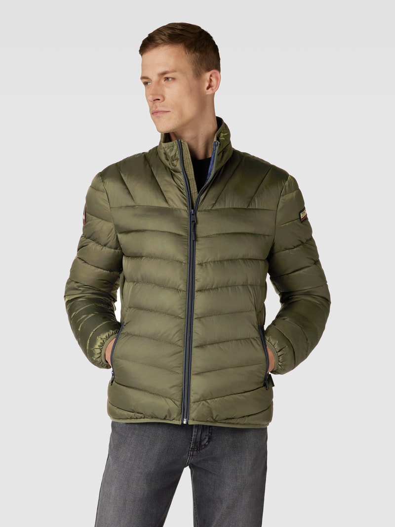 Steppjacke mit Stehkragen Modell 'AERONS' in olivgrün