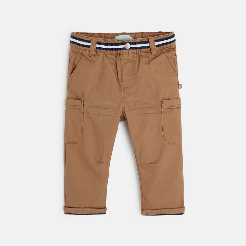 Pantalon toile chevrons multipoches marron bébé garçon