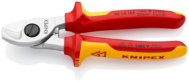 Knipex Kabelschere 95 16 165 Werkzeugstahl 165 mm Rot, Gelb
