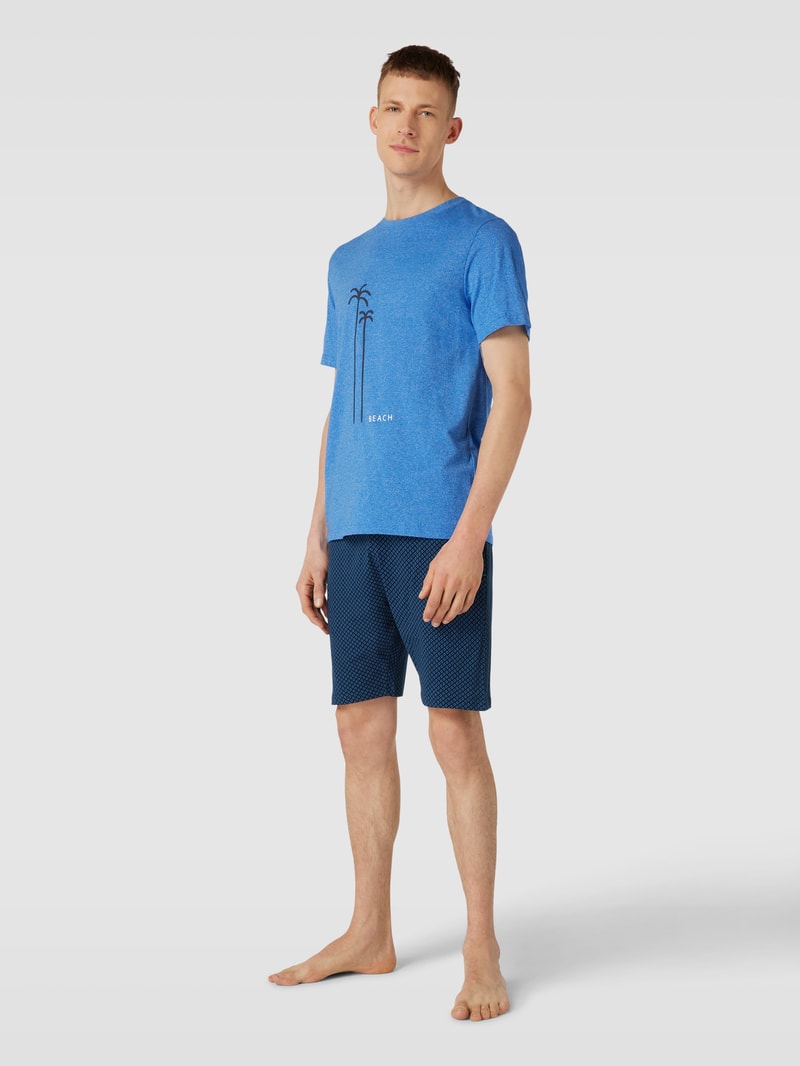 Shorts mit Label-Print in dunkelblau
