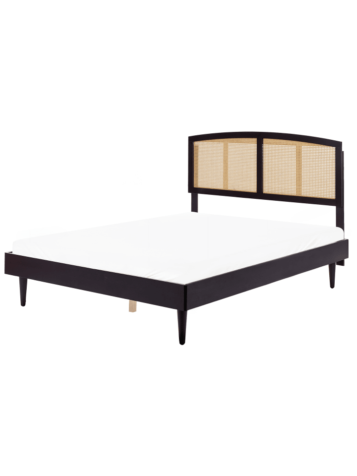 Beliani Doppelbett VARZY in Schwarz/Heller Holzfarbton - (W) 165 x (H) 149 x (L) 204 cm günstig kaufen onesize