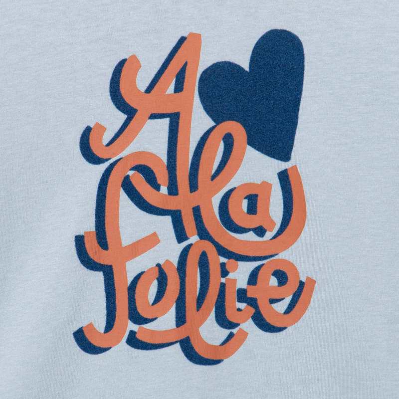 Tee-shirt bio fille bleu à message fille Catimini