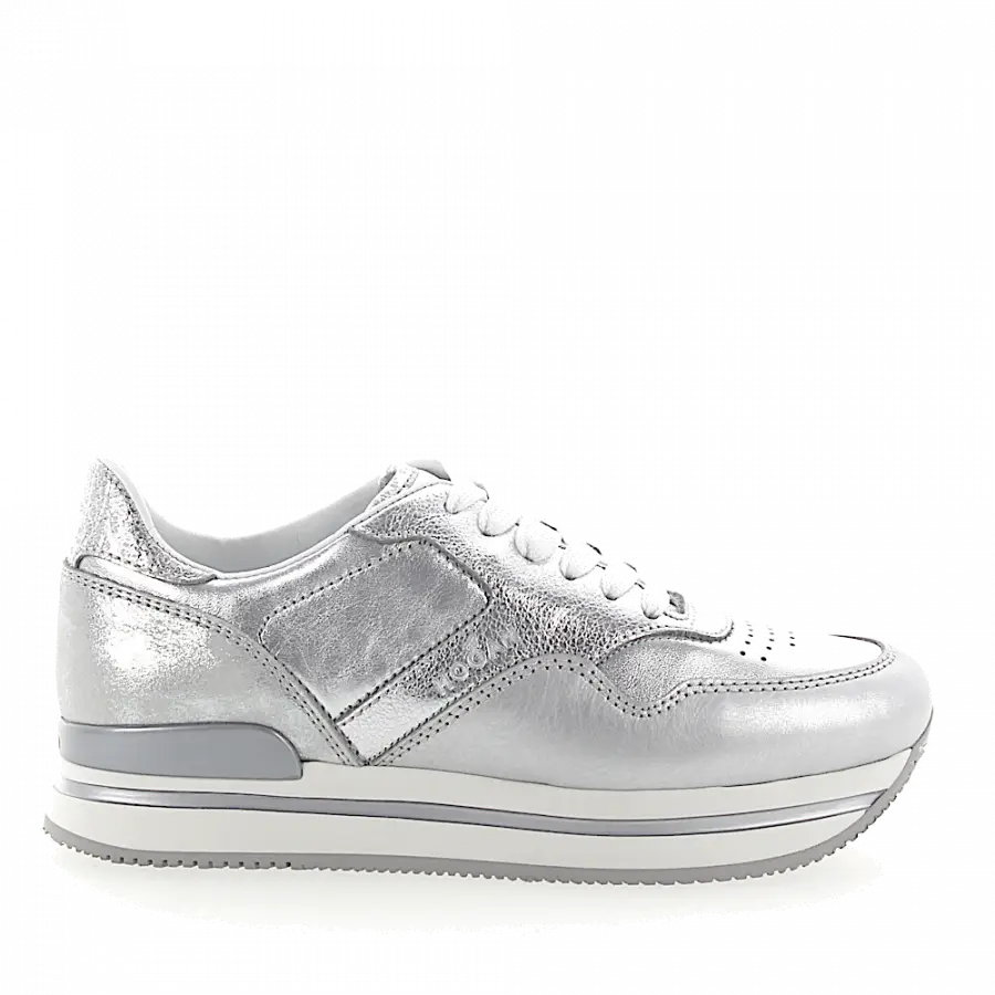 Hogan - Sneaker low Glattleder Kalbsleder Finished Logo Metallisch silber - grau