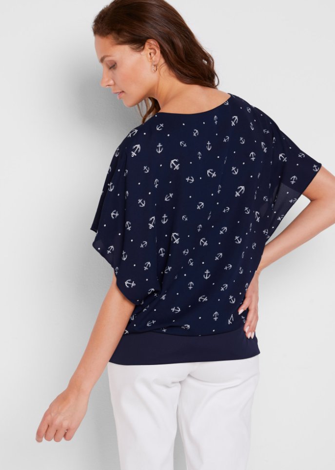 Georgette-Bluse, kurzarm