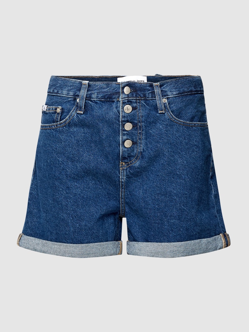 Mom Fit Jeansshorts aus reiner Baumwolle mit Label-Detail in jeans